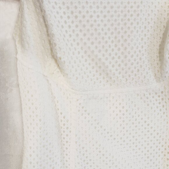 Chaps, Cream Eyelet Dress, Size 12, Sleeveless, Wide Neck, Zip Back - Picture 5 of 16